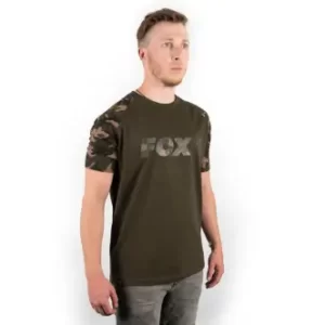 Rybářské tričko Fox Camo Khaki Chest Print